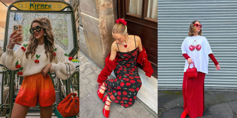 Họa tiết cherry: Nét chấm phá ngọt ngào cho những bản phối sang thu. Ảnh 5