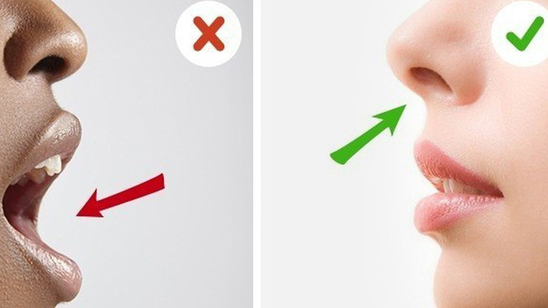 Phải thở bằng mũi khi tập Mewing