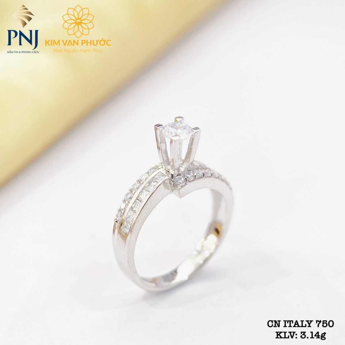 NHẪN NỮ CN ITALY 750 PNJ - Kim Vạn Phước - Trang sức V&agrave;ng, Kim Cương, Italy  cao cấp